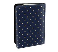Wykjtwo Lunares Dorados Azul Marino Elegantes Modernos, Funda para Pasaporte Cartera de Viaje de Cuero PU Funda para Pasaporte Fundas para Pasaporte 6,5 Pulgadas