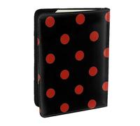 Wykjtwo Lunares Rojos sobre Negro, Funda para Pasaporte Cartera de Viaje de Cuero PU Funda para Pasaporte Fundas para Pasaporte 6,5 Pulgadas