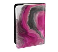 Wykjtwo Magenta Negro Gris Joya Tono Fluido Arte Remolino, Funda para Pasaporte Cartera de Viaje de Cuero PU Funda para Pasaporte Fundas para Pasaporte 6,5 Pulgadas