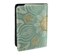 Wykjtwo Mandala Celta Suave, Verde Salvia y Dorado, Funda para Pasaporte Cartera de Viaje de Cuero PU Funda para Pasaporte Fundas para Pasaporte 6,5 Pulgadas