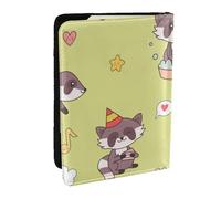 Wykjtwo Mapache Kawaii Lindo, Funda para Pasaporte Cartera de Viaje de Cuero PU Funda para Pasaporte Fundas para Pasaporte 6,5 Pulgadas