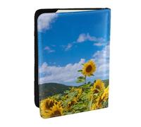Wykjtwo Mar De Girasol Y Cielo Azul Nubes Blancas, Funda para Pasaporte Cartera de Viaje de Cuero PU Funda para Pasaporte Fundas para Pasaporte 6,5 Pulgadas