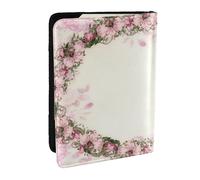 Wykjtwo Marco Ovalado De Rosas Rosadas Vintage, Funda para Pasaporte Cartera de Viaje de Cuero PU Funda para Pasaporte Fundas para Pasaporte 6,5 Pulgadas