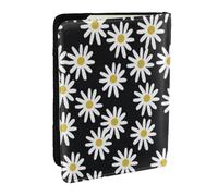 Wykjtwo Margaritas Flores Florales Flor Blanco Y Negro Simple, Funda para Pasaporte Cartera de Viaje de Cuero PU Funda para Pasaporte Fundas para Pasaporte 6,5 Pulgadas