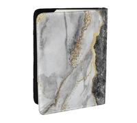 Wykjtwo Mármol de lámina de Oro Blanco Negro, Funda para Pasaporte Cartera de Viaje de Cuero PU Funda para Pasaporte Fundas para Pasaporte 6,5 Pulgadas