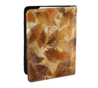 Wykjtwo Marrón Beige Hojas De Oro Lino Otoño, Funda para Pasaporte Cartera de Viaje de Cuero PU Funda para Pasaporte Fundas para Pasaporte 6,5 Pulgadas