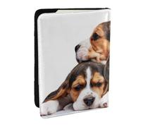 Wykjtwo Mascotas Lindas Cachorros Beagle Perros, Funda para Pasaporte Cartera de Viaje de Cuero PU Funda para Pasaporte Fundas para Pasaporte 6,5 Pulgadas