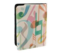 Wykjtwo Mix Match Música de Notas Musicales Retro, Funda para Pasaporte Cartera de Viaje de Cuero PU Funda para Pasaporte Fundas para Pasaporte 6,5 Pulgadas