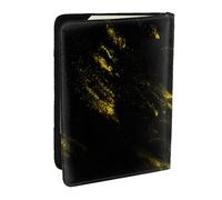 Wykjtwo Moda De Oro Negro, Funda para Pasaporte Cartera de Viaje de Cuero PU Funda para Pasaporte Fundas para Pasaporte 6,5 Pulgadas