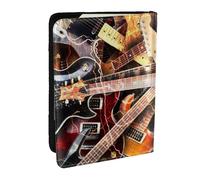 Wykjtwo Música De Guitarra Eléctrica Impresa, Funda para Pasaporte Cartera de Viaje de Cuero PU Funda para Pasaporte Fundas para Pasaporte 6,5 Pulgadas