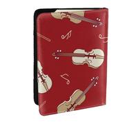 Wykjtwo Música Violín Nota Roja, Funda para Pasaporte Cartera de Viaje de Cuero PU Funda para Pasaporte Fundas para Pasaporte 6,5 Pulgadas
