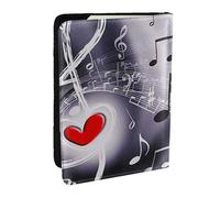 Wykjtwo Música y corazón Rojo, Funda para Pasaporte Cartera de Viaje de Cuero PU Funda para Pasaporte Fundas para Pasaporte 6,5 Pulgadas