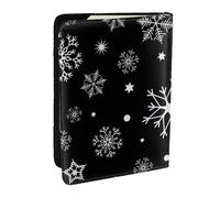 Wykjtwo Navidad Copo de Nieve Negro Invierno, Funda para Pasaporte Cartera de Viaje de Cuero PU Funda para Pasaporte Fundas para Pasaporte 6,5 Pulgadas