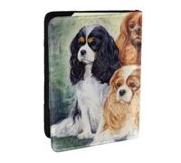 Wykjtwo Negro Dorado Cavalier King Charles Spaniel, Funda para Pasaporte Cartera de Viaje de Cuero PU Funda para Pasaporte Fundas para Pasaporte 6,5 Pulgadas