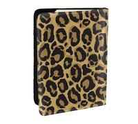 Wykjtwo Negro Leopardo Amarillo, Funda para Pasaporte Cartera de Viaje de Cuero PU Funda para Pasaporte Fundas para Pasaporte 6,5 Pulgadas