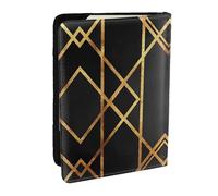 Wykjtwo Negro Oro Geométrico, Funda para Pasaporte Cartera de Viaje de Cuero PU Funda para Pasaporte Fundas para Pasaporte 6,5 Pulgadas