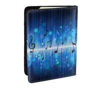 Wykjtwo Nota Musical Azul, Funda para Pasaporte Cartera de Viaje de Cuero PU Funda para Pasaporte Fundas para Pasaporte 6,5 Pulgadas