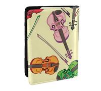 Wykjtwo Nota Musical de violín, Funda para Pasaporte Cartera de Viaje de Cuero PU Funda para Pasaporte Fundas para Pasaporte 6,5 Pulgadas