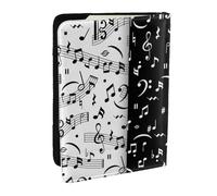 Wykjtwo Nota Musical En Blanco Y Negro, Funda para Pasaporte Cartera de Viaje de Cuero PU Funda para Pasaporte Fundas para Pasaporte 6,5 Pulgadas