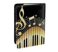 Wykjtwo Nota Musical Piano Impreso, Funda para Pasaporte Cartera de Viaje de Cuero PU Funda para Pasaporte Fundas para Pasaporte 6,5 Pulgadas
