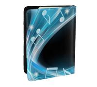 Wykjtwo Notas Musicales De Luz De Neón Gratis Azul Abstracto, Funda para Pasaporte Cartera de Viaje de Cuero PU Funda para Pasaporte Fundas para Pasaporte 6,5 Pulgadas