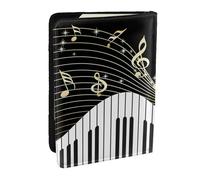 Wykjtwo Notas Musicales Negras, Funda para Pasaporte Cartera de Viaje de Cuero PU Funda para Pasaporte Fundas para Pasaporte 6,5 Pulgadas