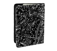Wykjtwo Notas Musicales Negras, Funda para Pasaporte Cartera de Viaje de Cuero PU Funda para Pasaporte Fundas para Pasaporte 6,5 Pulgadas