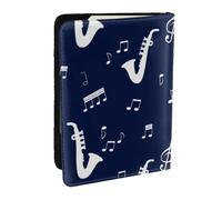 Wykjtwo Notas Musicales Saxofones, Funda para Pasaporte Cartera de Viaje de Cuero PU Funda para Pasaporte Fundas para Pasaporte 6,5 Pulgadas