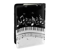 Wykjtwo Notas Musicales voladoras Teclas de Piano Musical, Funda para Pasaporte Cartera de Viaje de Cuero PU Funda para Pasaporte Fundas para Pasaporte 6,5 Pulgadas
