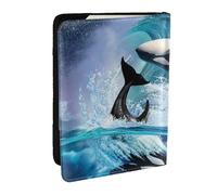 Wykjtwo Ola de orcas orcas, Funda para Pasaporte Cartera de Viaje de Cuero PU Funda para Pasaporte Fundas para Pasaporte 6,5 Pulgadas