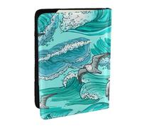 Wykjtwo Olas Bosquejo Gaviota Aves, Funda para Pasaporte Cartera de Viaje de Cuero PU Funda para Pasaporte Fundas para Pasaporte 6,5 Pulgadas