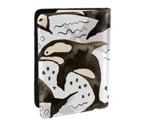 Wykjtwo Orcas de Acuarela, Funda para Pasaporte Cartera de Viaje de Cuero PU Funda para Pasaporte Fundas para Pasaporte 6,5 Pulgadas