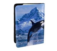 Wykjtwo Orcas Orcas Océano Mar, Funda para Pasaporte Cartera de Viaje de Cuero PU Funda para Pasaporte Fundas para Pasaporte 6,5 Pulgadas