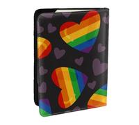 Wykjtwo Orgullo LGBT Gay Arco Iris Corazón, Funda para Pasaporte Cartera de Viaje de Cuero PU Funda para Pasaporte Fundas para Pasaporte 6,5 Pulgadas
