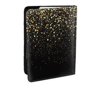 Wykjtwo Oro Brillo Negro Fresco Moderno, Funda para Pasaporte Cartera de Viaje de Cuero PU Funda para Pasaporte Fundas para Pasaporte 6,5 Pulgadas