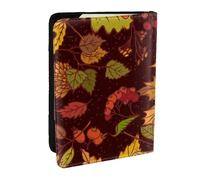 Wykjtwo Otoño Hojas De Otoño Bellota Bayas Impresas, Funda para Pasaporte Cartera de Viaje de Cuero PU Funda para Pasaporte Fundas para Pasaporte 6,5 Pulgadas