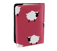Wykjtwo Oveja Linda Dibujos Animados Oveja Blanca Estampado Rojo, Funda para Pasaporte Cartera de Viaje de Cuero PU Funda para Pasaporte Fundas para Pasaporte 6,5 Pulgadas