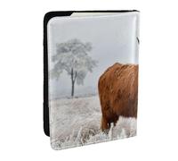 Wykjtwo Paisaje Invernal de Las Tierras Altas de Escocia, Funda para Pasaporte Cartera de Viaje de Cuero PU Funda para Pasaporte Fundas para Pasaporte 6,5 Pulgadas