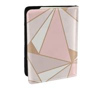 Wykjtwo Papel Pintado geométrico Oro Rosa, Funda para Pasaporte Cartera de Viaje de Cuero PU Funda para Pasaporte Fundas para Pasaporte 6,5 Pulgadas