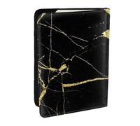 Wykjtwo Papel Pintado Negro Dorado Impreso, Funda para Pasaporte Cartera de Viaje de Cuero PU Funda para Pasaporte Fundas para Pasaporte 6,5 Pulgadas