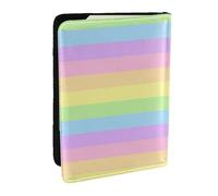 Wykjtwo Pastel Arco Iris A Rayas, Funda para Pasaporte Cartera de Viaje de Cuero PU Funda para Pasaporte Fundas para Pasaporte 6,5 Pulgadas