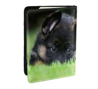 Wykjtwo Pastor Alemán Cachorro Mascotas Césped Bokeh Perros, Funda para Pasaporte Cartera de Viaje de Cuero PU Funda para Pasaporte Fundas para Pasaporte 6,5 Pulgadas