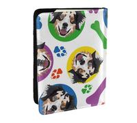 Wykjtwo Pastor Australiano Colorido y juguetón, Funda para Pasaporte Cartera de Viaje de Cuero PU Funda para Pasaporte Fundas para Pasaporte 6,5 Pulgadas