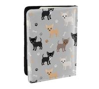 Wykjtwo Patas y Huesos de Chihuahua, Funda para Pasaporte Cartera de Viaje de Cuero PU Funda para Pasaporte Fundas para Pasaporte 6,5 Pulgadas