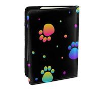 Wykjtwo Patrón Animal de Huella de Pata de Arco Iris, Funda para Pasaporte Cartera de Viaje de Cuero PU Funda para Pasaporte Fundas para Pasaporte 6,5 Pulgadas