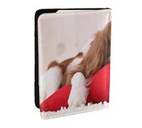 Wykjtwo Patrón Cavalier King Charles Spaniel, Funda para Pasaporte Cartera de Viaje de Cuero PU Funda para Pasaporte Fundas para Pasaporte 6,5 Pulgadas