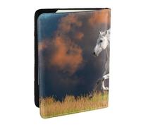 Wykjtwo Patrón de Caballos Blancos, Funda para Pasaporte Cartera de Viaje de Cuero PU Funda para Pasaporte Fundas para Pasaporte 6,5 Pulgadas