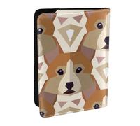 Wykjtwo Patrón de Cabeza de Corgi galés, Funda para Pasaporte Cartera de Viaje de Cuero PU Funda para Pasaporte Fundas para Pasaporte 6,5 Pulgadas