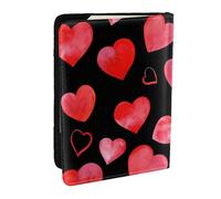 Wykjtwo Patrón de Corazones Rojos Acuarela, Funda para Pasaporte Cartera de Viaje de Cuero PU Funda para Pasaporte Fundas para Pasaporte 6,5 Pulgadas