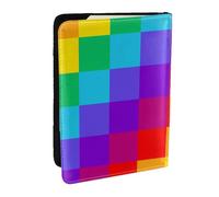 Wykjtwo Patrón de Cuadros de arcoíris, Funda para Pasaporte Cartera de Viaje de Cuero PU Funda para Pasaporte Fundas para Pasaporte 6,5 Pulgadas